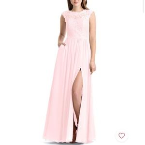 Azazie Ardon Bridesmaid/prom dress in blushing pink custom sizing and pockets!